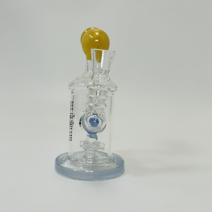Helios Glass Waterpipe - 7" Inch - Straight With Flower and Donut Showerhead Perc