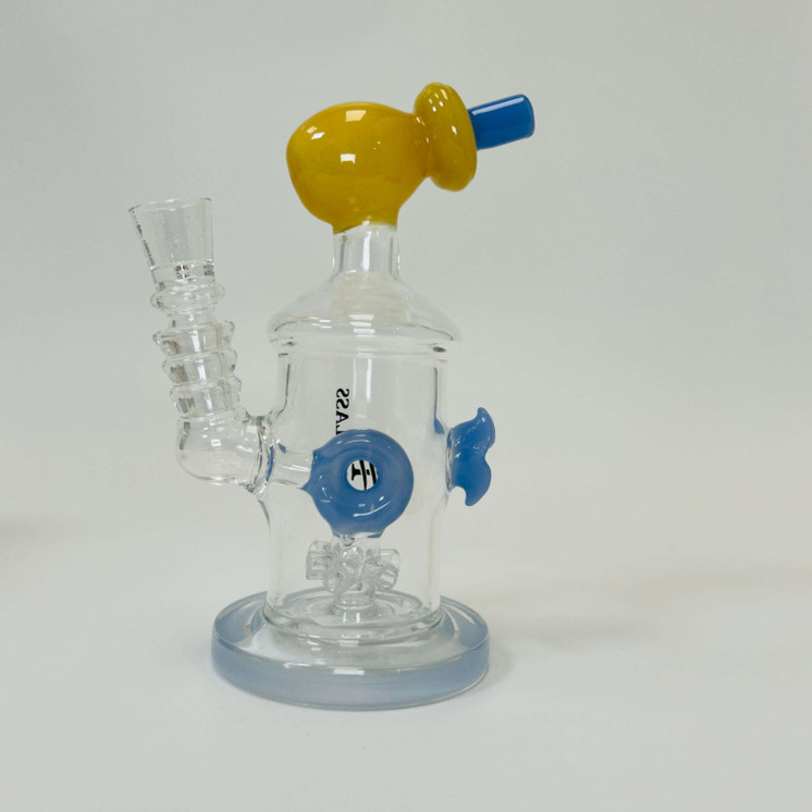 Helios Glass Waterpipe - 7" Inch - Straight With Flower and Donut Showerhead Perc