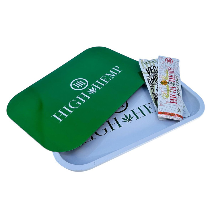 High Hemp - Rolling Tray - 11 X 7.5 Inch - With Magnetic Lid Bundle