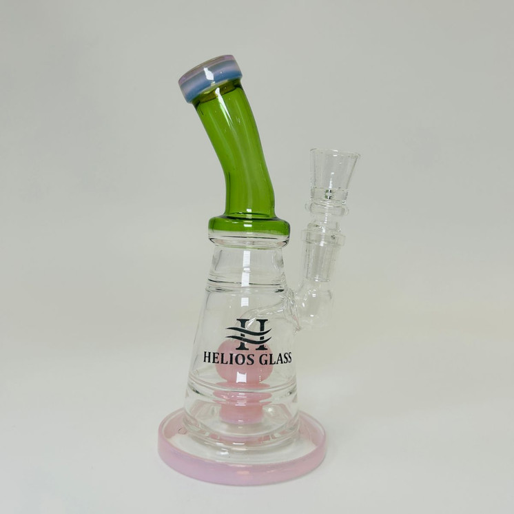 Helios Glass Waterpipe - 6.5" Inch - Bent Neck and Ball Showerhead Perc