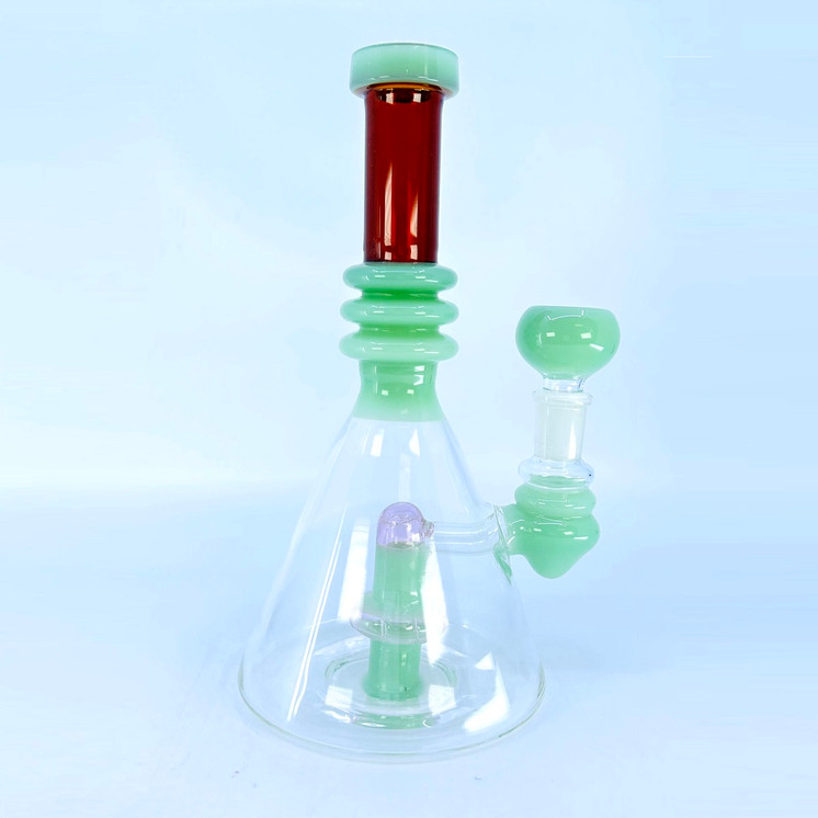Beaker Waterpipe With Multi Rings & Showerhead Perc - 8.5 Inch - WPAG94