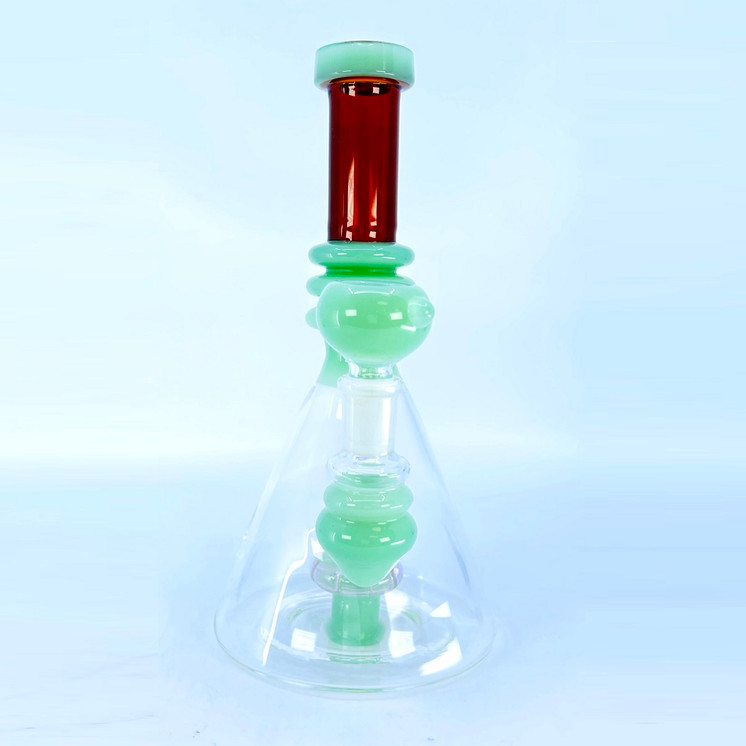 Beaker Waterpipe With Multi Rings & Showerhead Perc - 8.5 Inch - WPAG94