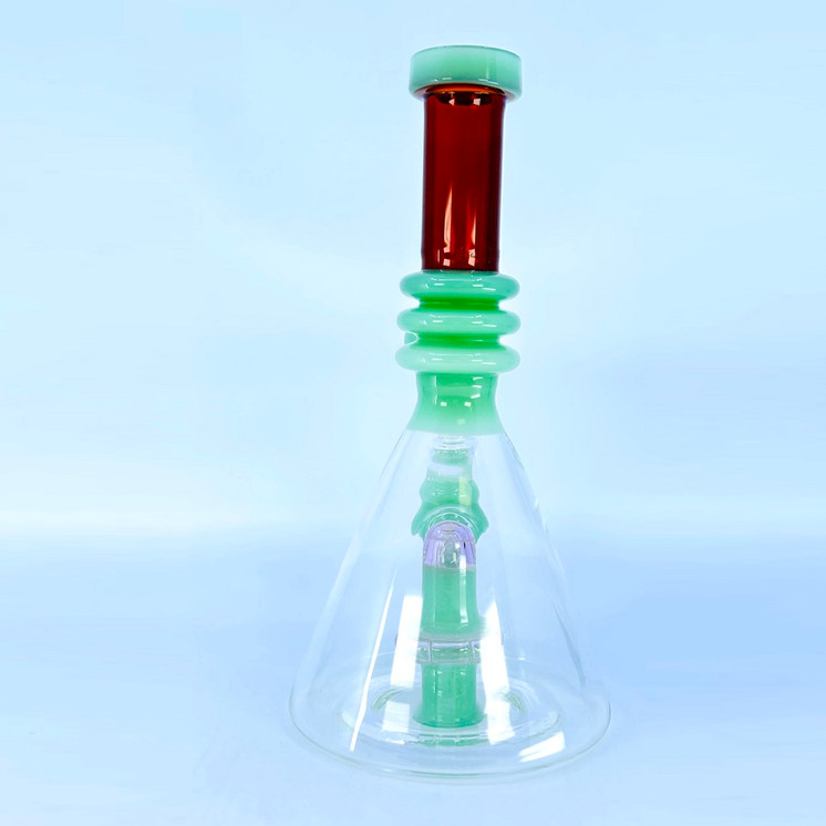 Beaker Waterpipe With Multi Rings & Showerhead Perc - 8.5 Inch - WPAG94