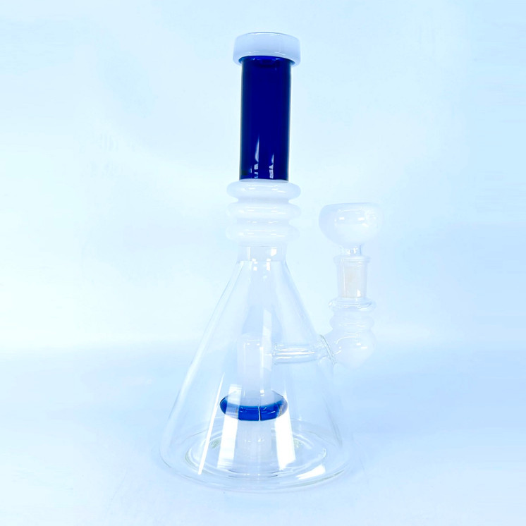 Beaker Waterpipe With Multi Rings & Showerhead Perc - 8.5 Inch - WPAG94