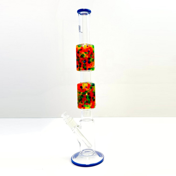 Sense Glass Straight Waterpipe With Double Perc - 19 Inch - Water Beads - WPSC2795