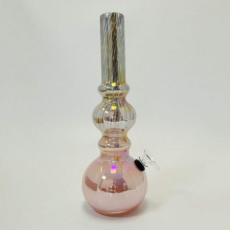 Glass Waterpipe 12 Inch - Ray-k-100 - Silver/Pink