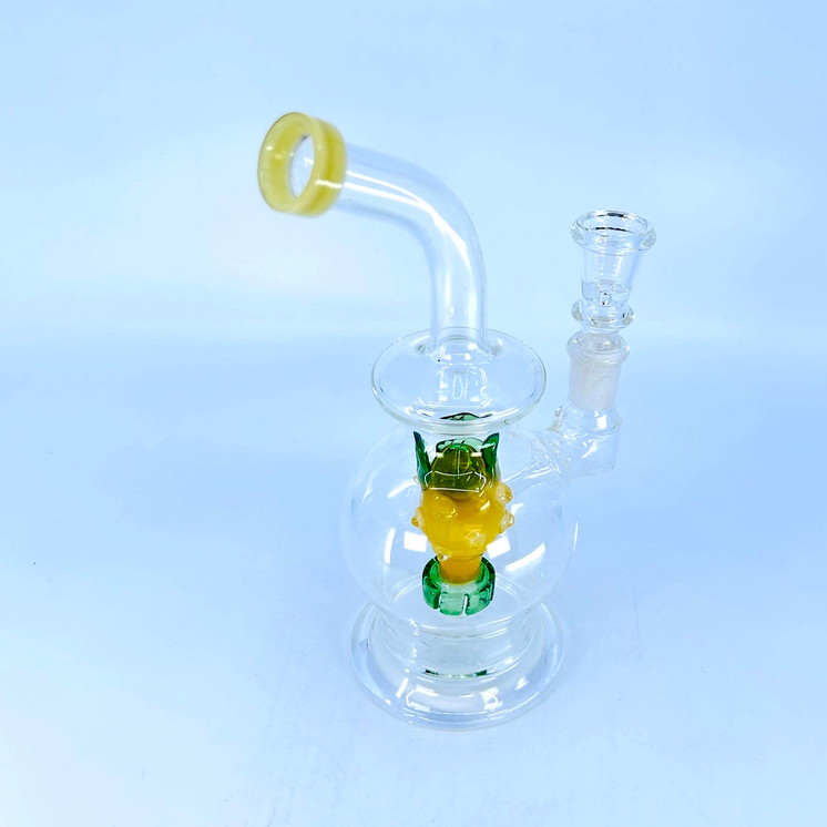 Bent Neck Waterpipe With Pineapple Showerhead Perc - 7 Inch - WPAG91