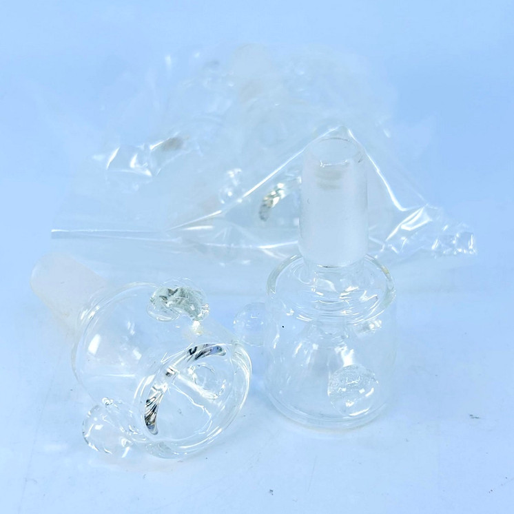 Clear Slide Bowl - 14mm - Male - 3 Circle - Assorted Colors - 5 Counts Per Pack - MSBL16