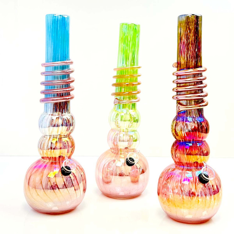 Glass Waterpipe 15 Inch - Ray-K-135 - Assorted Colors - Price Per Piece - WPRT57