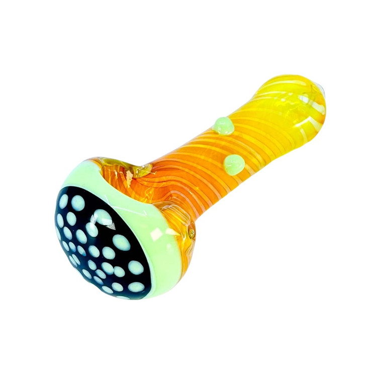 Silver Fume Handpipe With Honeycomb Head - 4 Inch - Assorted Colors - HPMS89