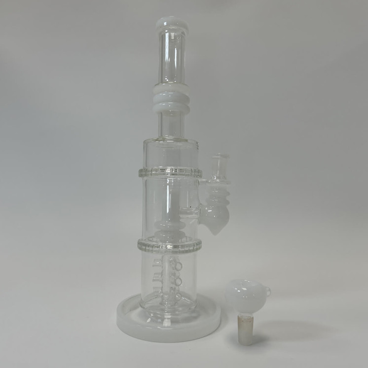 WPAG47 - 12 Inch Waterpipe - Fancy Straight With Matrix Perc-White