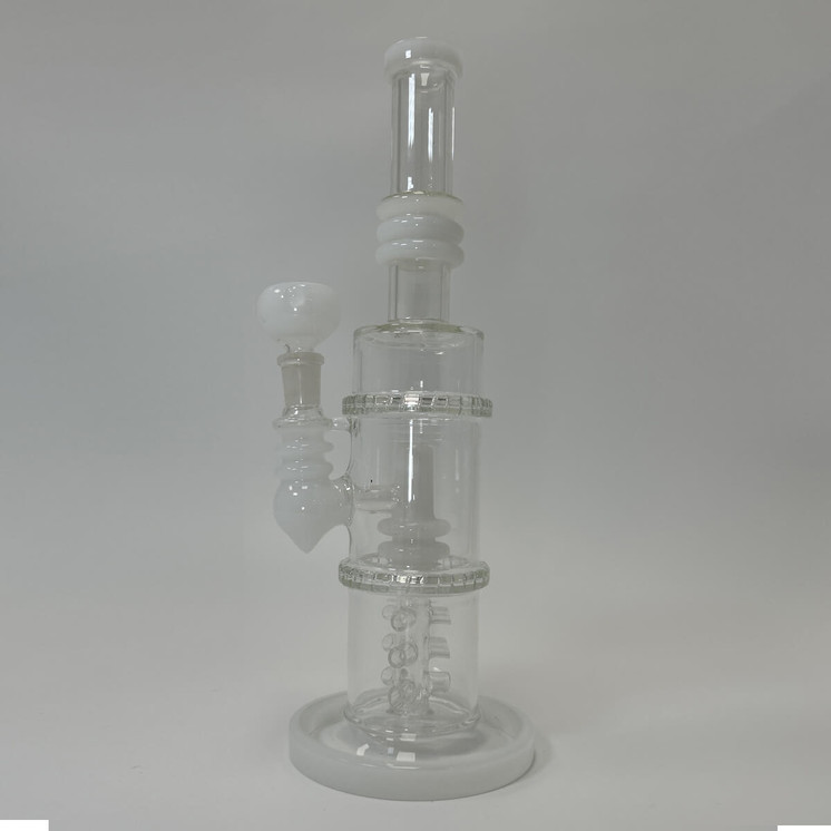 WPAG47 - 12 Inch Waterpipe - Fancy Straight With Matrix Perc-White