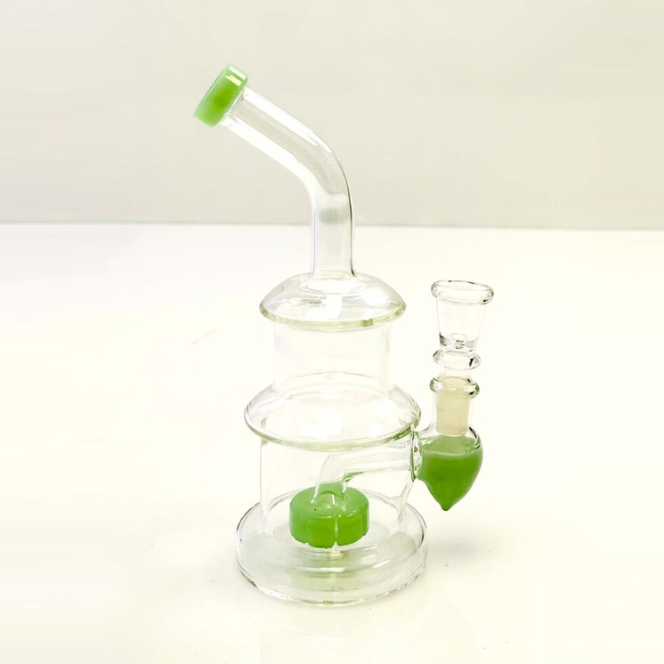 Bent Neck Waterpipe With Showerhead Perc - 8 Inch - WPAG99-M.GREEN