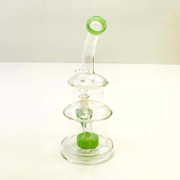 Bent Neck Waterpipe With Showerhead Perc - 8 Inch - WPAG99-M.GREEN
