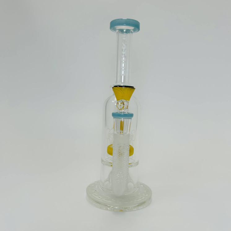 Tataoo Carved Glass Waterpipe With Matrix Perc - 9 Inch - Assorted Colors - C-33