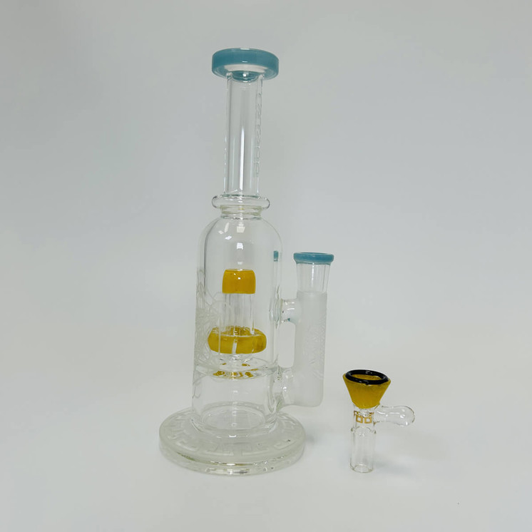 Tataoo Carved Glass Waterpipe With Matrix Perc - 9 Inch - Assorted Colors - C-33