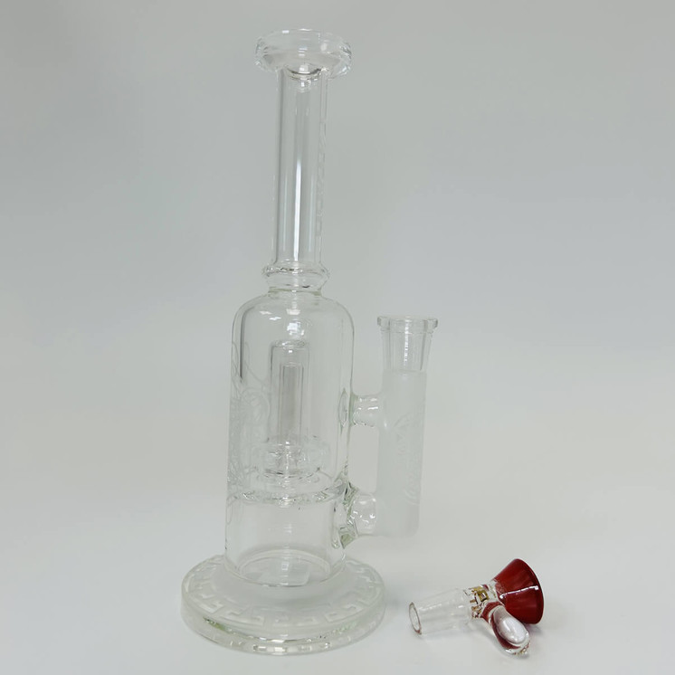 Tataoo Carved Glass Waterpipe With Matrix Perc - 9 Inch - Assorted Colors - C-33