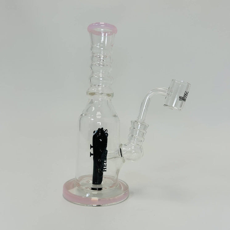 Helios Multi Rings Glass Waterpipe With Showerhead Perc And Banger - 7.5 Inch - Assorted Colors - WPTG124