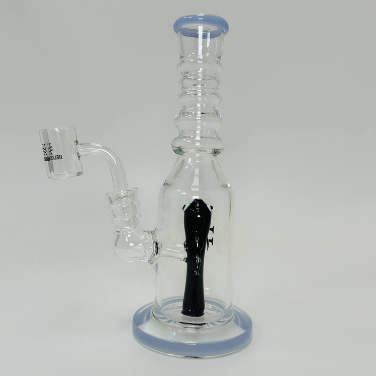 Helios Multi Rings Glass Waterpipe With Showerhead Perc And Banger - 7.5 Inch - Assorted Colors - WPTG124