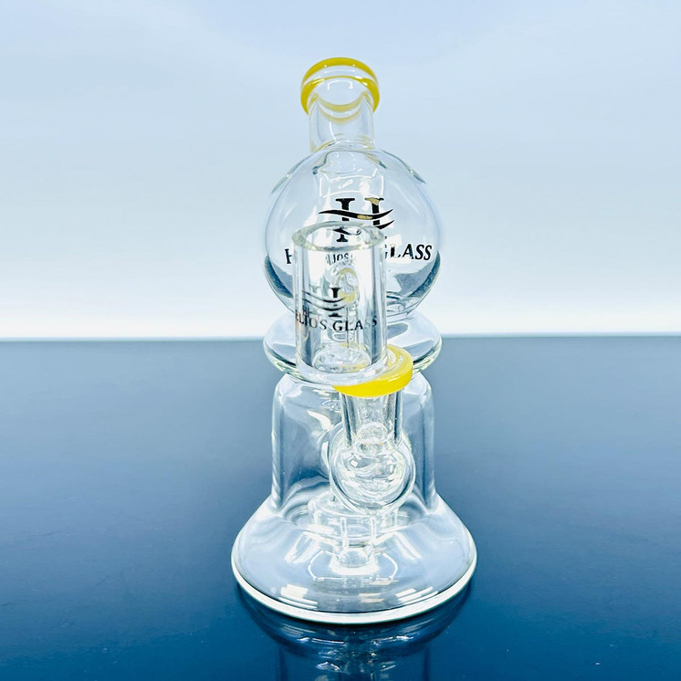 WPTG121 - Helios Glass - 6 Inch Waterpipe - Globe Telescopic With Showehead Perc and Banger - Assorted Colors - Price Per Piece