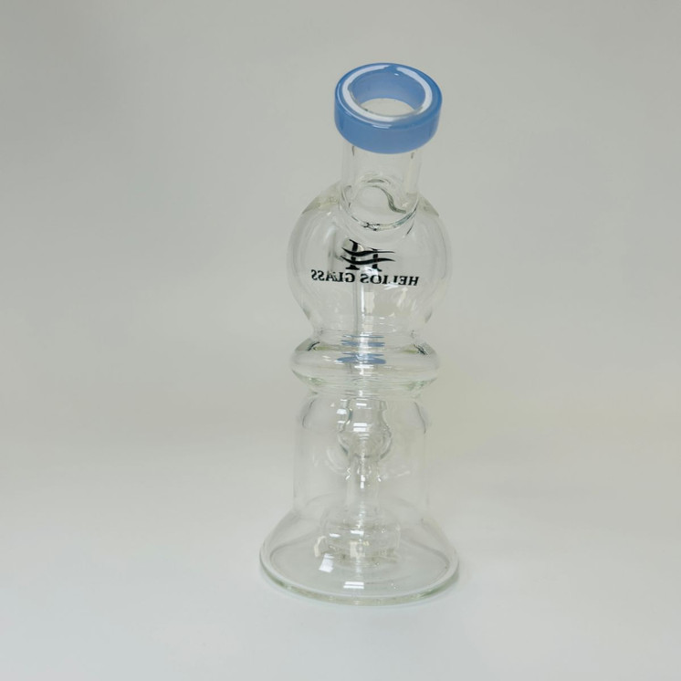 WPTG121 - Helios Glass - 6 Inch Waterpipe - Globe Telescopic With Showehead Perc and Banger-Blue