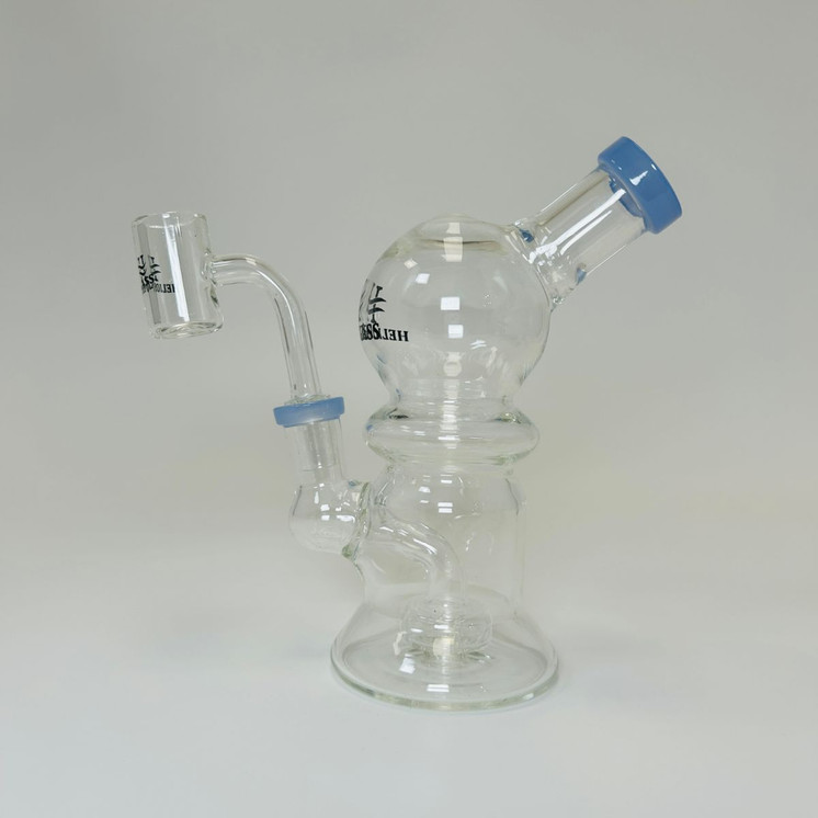 WPTG121 - Helios Glass - 6 Inch Waterpipe - Globe Telescopic With Showehead Perc and Banger-Blue