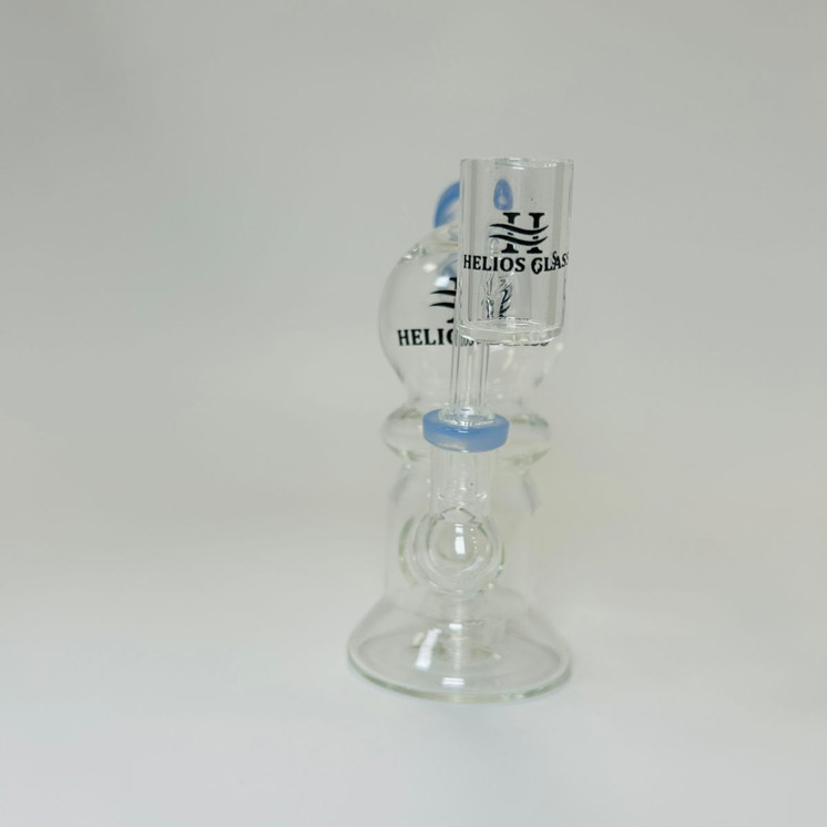 WPTG121 - Helios Glass - 6 Inch Waterpipe - Globe Telescopic With Showehead Perc and Banger-Blue