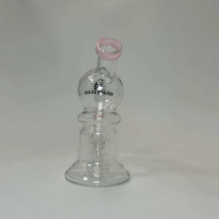 WPTG121 - Helios Glass - 6 Inch Waterpipe - Globe Telescopic With Showehead Perc and Banger-Pink