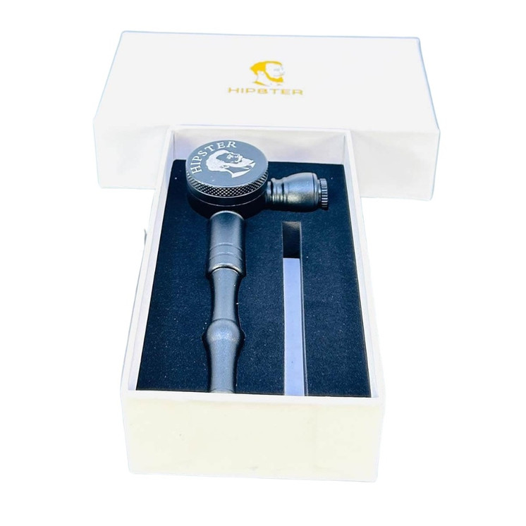 Hipster Mafia Style Drum Handpipe With Attached 3 Part Aluminum Grinder - 4 Inch - SOTO-002