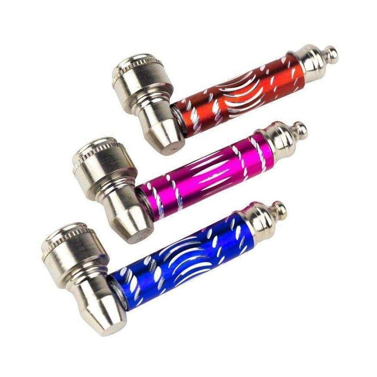 Metal Handpipe With Keychain - 2.5 Inch - 5 Counts Per Pack - Assorted Colors - HPIM20