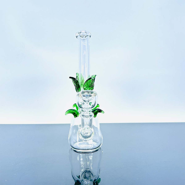 Mini Waterpipe With Leaves - 7 Inch - Assorted Colors - WPAG112