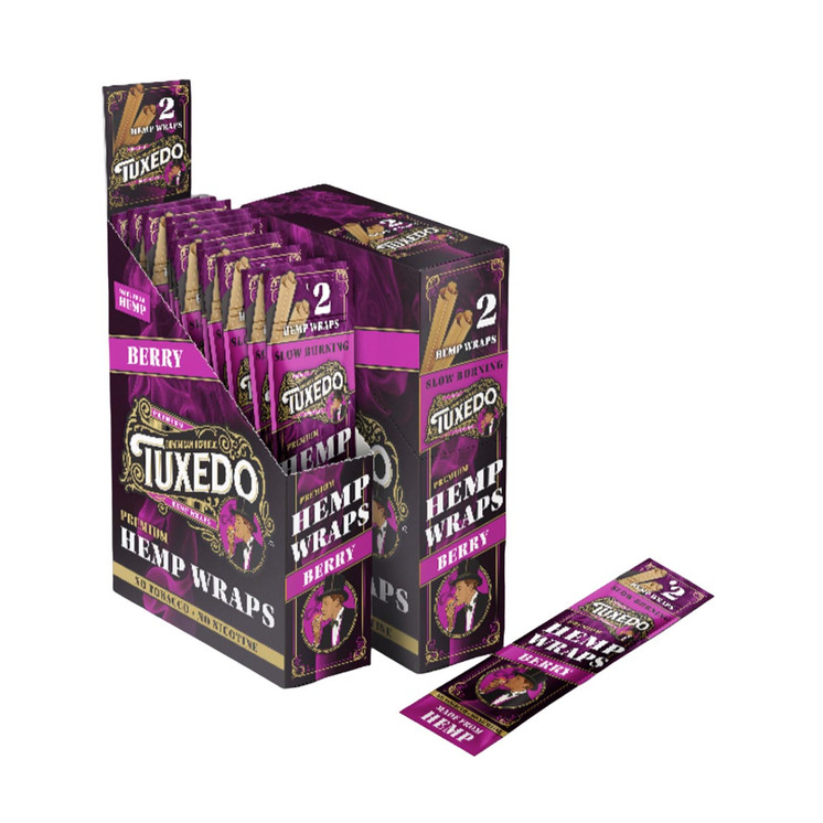 Tuxedo Hemp Wraps - 2 Pieces Per Pack - 25 Packs Per Box