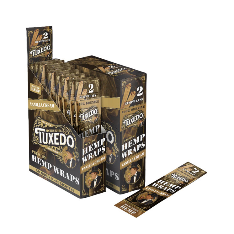Tuxedo Hemp Wraps - 2 Pieces Per Pack - 25 Packs Per Box