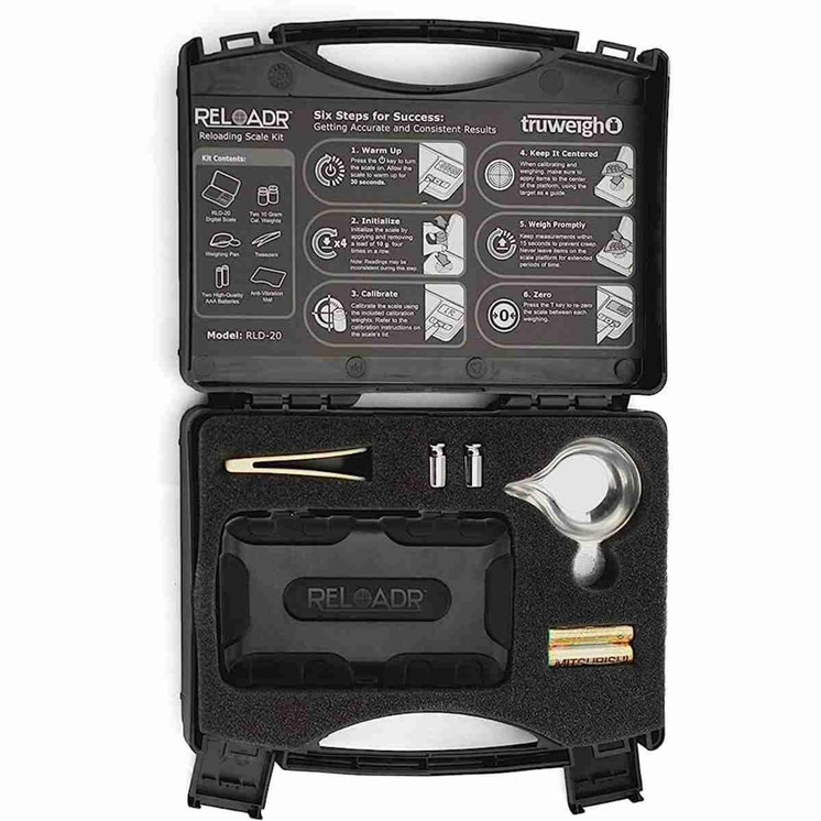 Truweigh Sharpshooter Reloading Scale Kit - 20 X 0.001 Gram - 300 X 0.05 Gram - Black