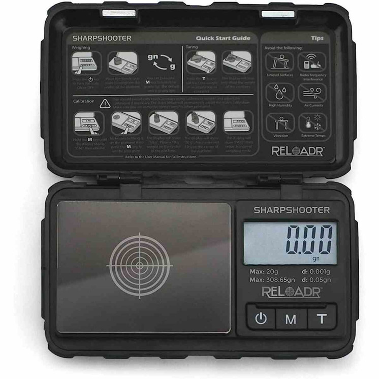 Truweigh Sharpshooter Reloading Scale Kit - 20 X 0.001 Gram - 300 X 0.05 Gram - Black