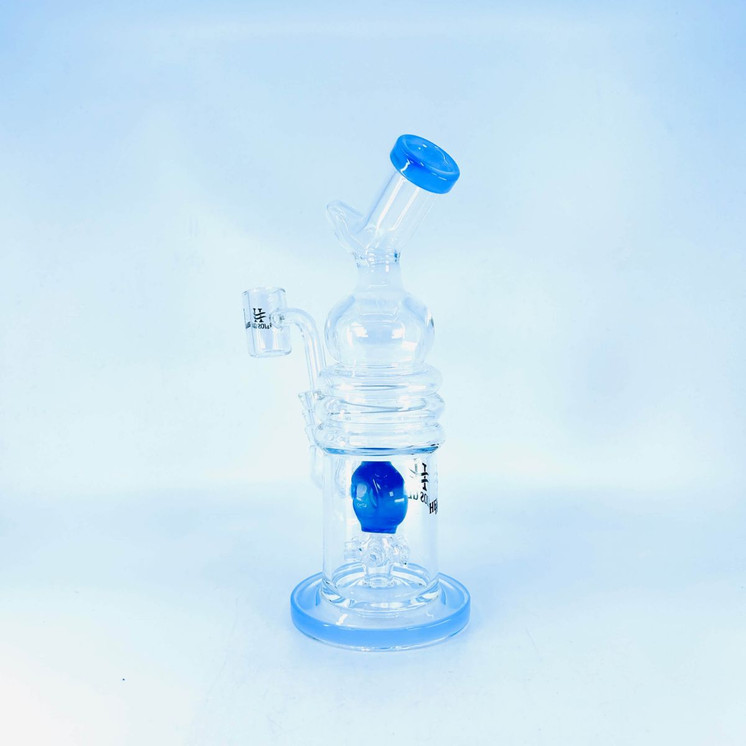 Helios Glass Waterpipe 8"  W/ Donut Showerhead Perc and Bange