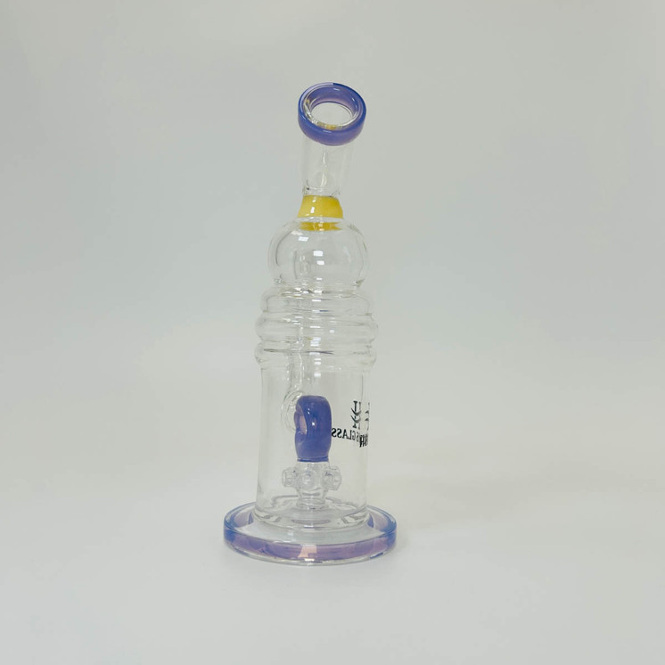 Helios Glass Waterpipe With Donut Showerhead Perc and Banger - 8 Inch - WPNA795
