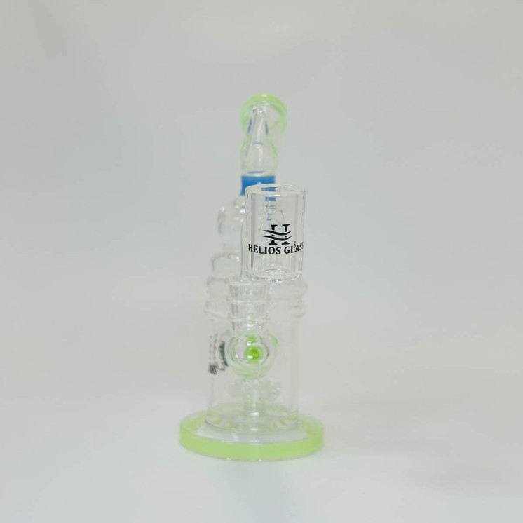 Helios Glass Waterpipe With Donut Showerhead Perc and Banger - 8 Inch - WPNA795