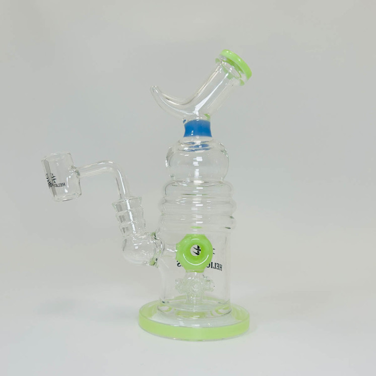 Helios Glass Waterpipe With Donut Showerhead Perc and Banger - 8 Inch - WPNA795