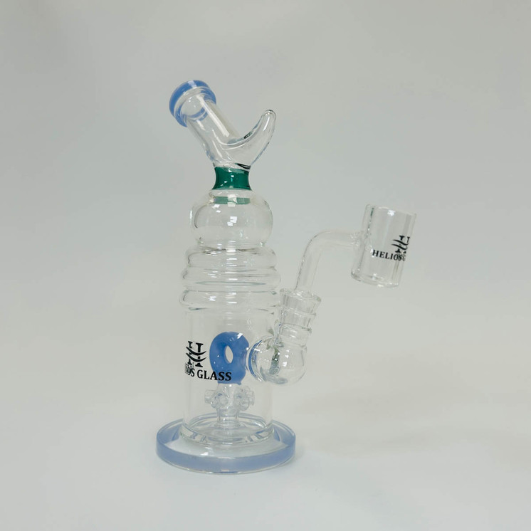 Helios Glass Waterpipe With Donut Showerhead Perc and Banger - 8 Inch - WPNA795