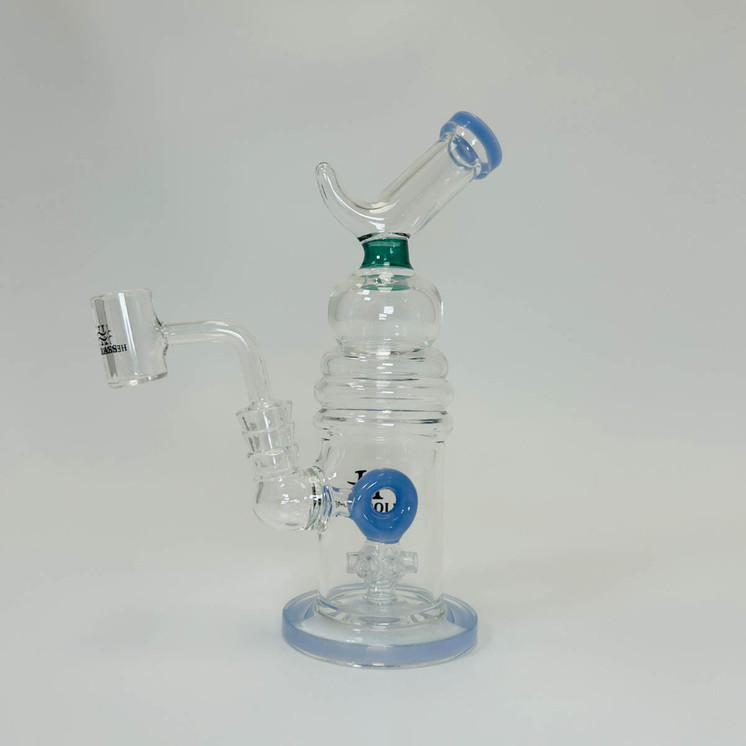 Helios Glass Waterpipe With Donut Showerhead Perc and Banger - 8 Inch - WPNA795