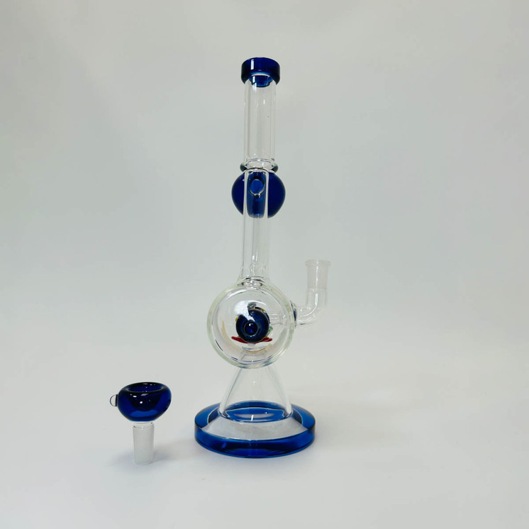 Waterpipe With Inline And Flowers Perc - 11.5 Inch - WPAG118