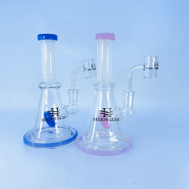 Helios Glass Waterpipe 7"  With Cone Perc and Banger (WPSKM 214)