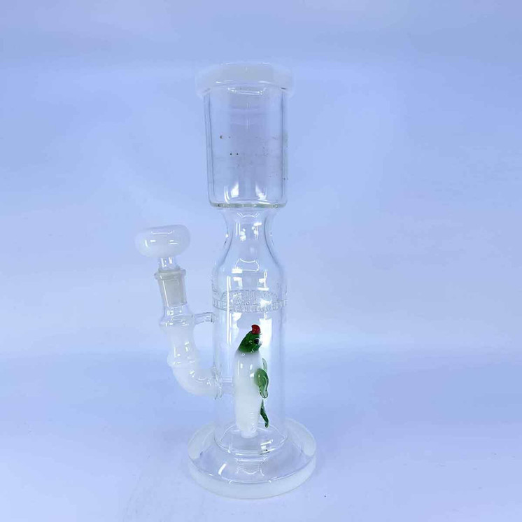 Waterpipe 10" Straight W/honeycomb and Animal Perc-white color