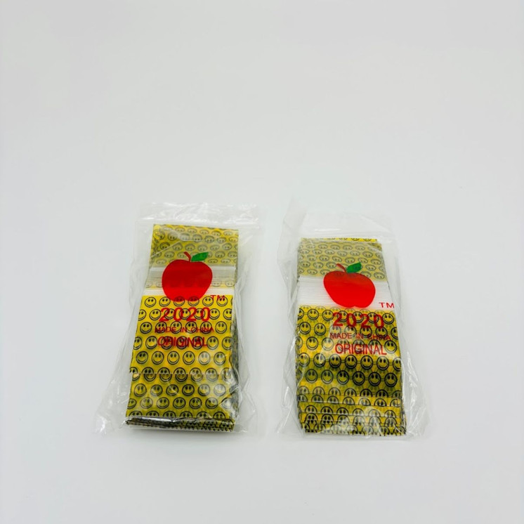 Apple Baggies 2020 - Ziplock 2.5mil Plastic Bags - 2 X 2 Inch - 100 Bags Per Pack - 10 Packs Per Box-HAPPY FACE
