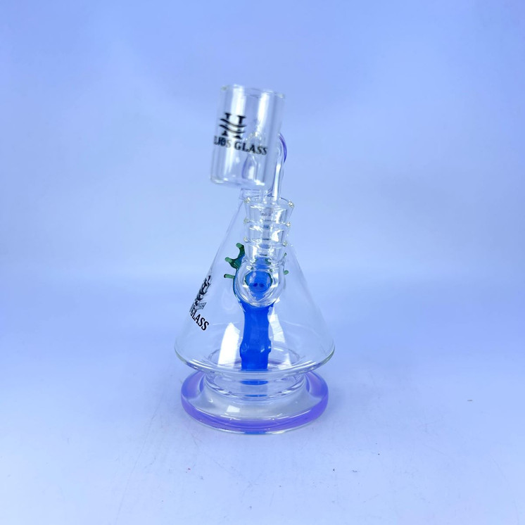 Helios - Glass Waterpipe 6" Inches - Pyramid With Ricky Perc and Banger-blue color
