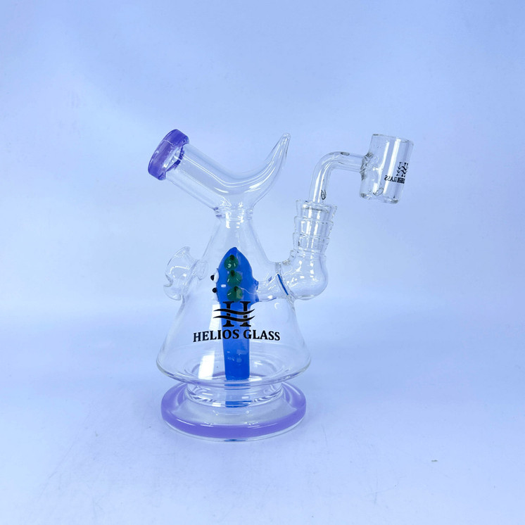 Helios - 6 Inch Glass Waterpipe - Pyramid With Ricky Perc and Banger