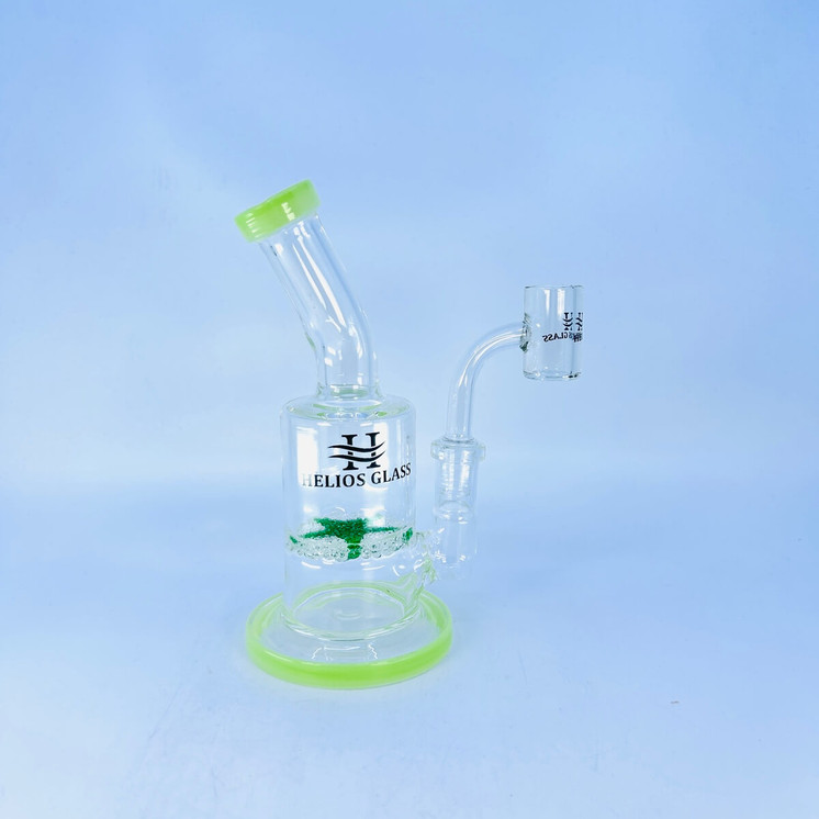 Helios - Glass Waterpipe 7 Inch - Bent Neck With Star Perc -Light Green
