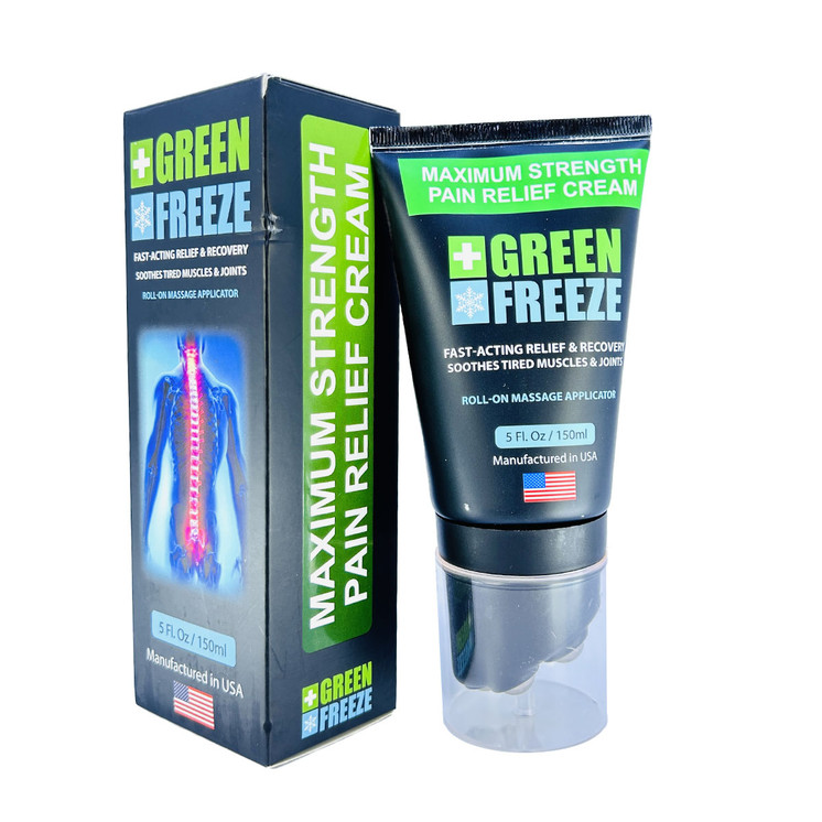 Green Freeze Roll-on Relief Gel With Massage Apllication for Muscles and Joints - 5oz