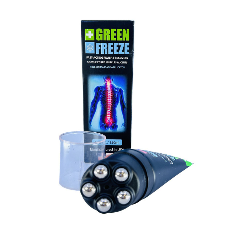 Green Freeze Roll-on Relief Gel With Massage Apllication for Muscles and Joints - 5oz